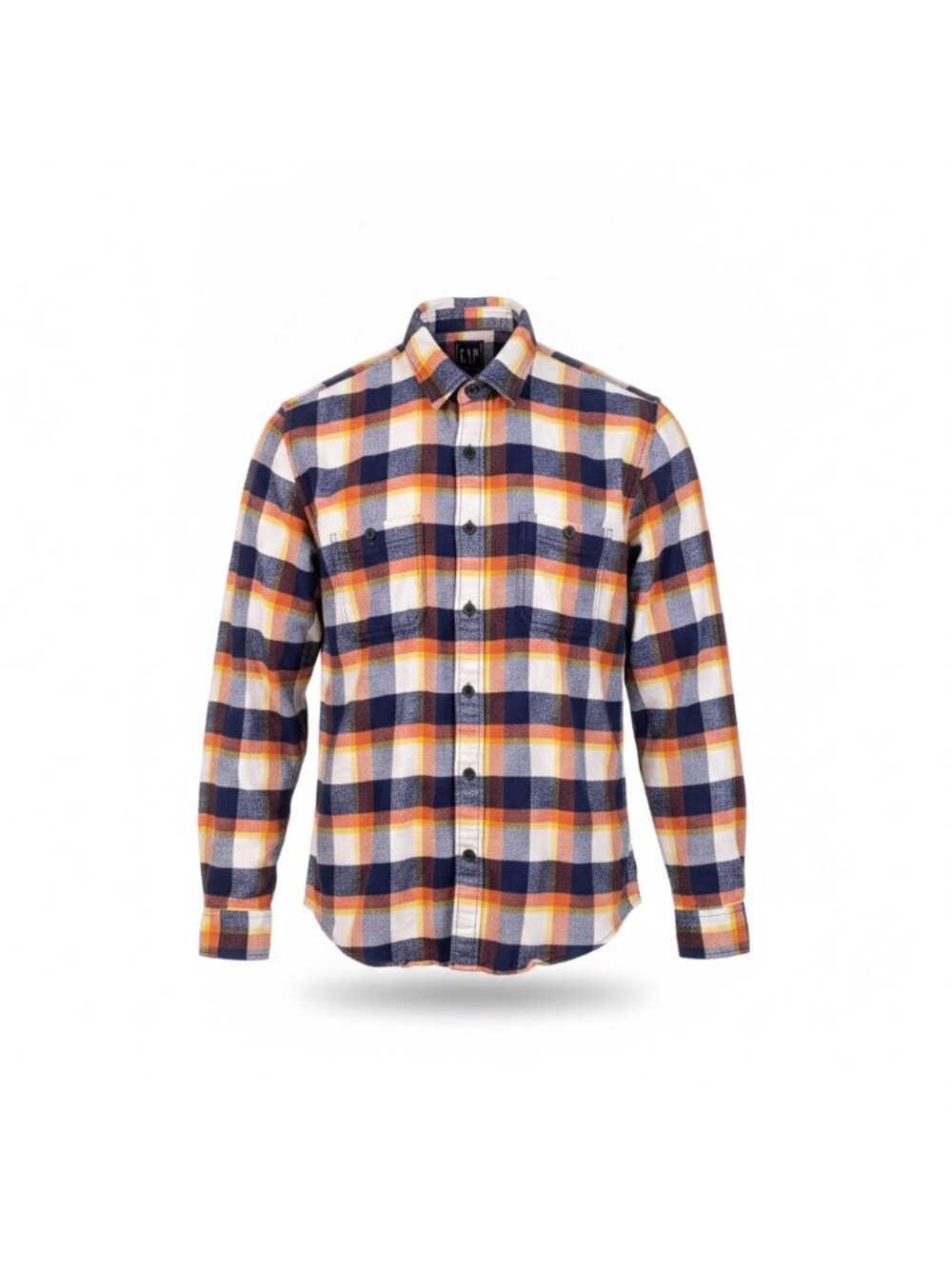 Gap Mens Multicolor Cotton Plaid Button-Front Flannel Shirt Long Sleeve Size M